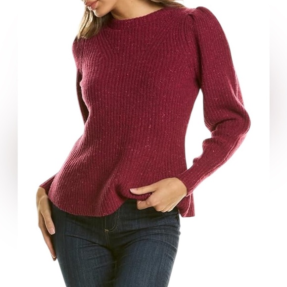 La Via Rebecca Taylor Red Ribbed Peplum Sweater Size Small - Picture 1 of 11